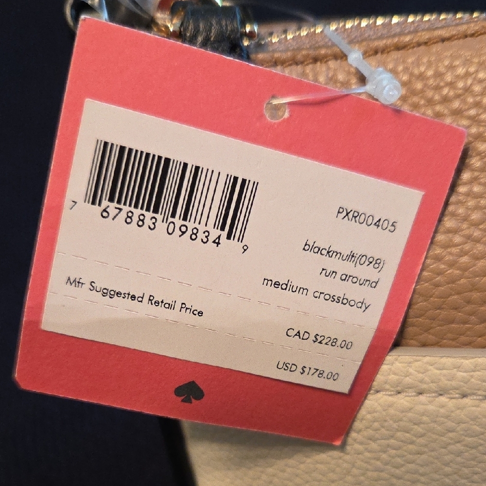 Kate Spade NWT Cream & Tan Run Around Med Crossbody Bag Elegant Design - Picture 3 of 11